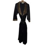 Regency Goth Velvet Robe with Cheetah Leopard Lapel‎ Black Size M Photo 2