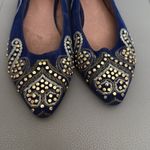 ALDO  Blue‎ Leather Studded Embroidered Pointed Toe Flats Size 6 Photo 2