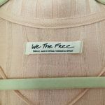 Free People  We The Free Peach Krystal Ribbed Elbow Sleeve Collared Polo Shirt S Photo 3
