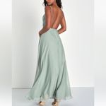 Lulus NWT Lulu’s Dreamy Destiny Sage Green Pleated Backless Maxi Dress 👗 Photo 1