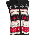 Christopher & Banks VTG. Christmas Reindeer,Snowflake Zipper front Vest. Size L. Photo 0
