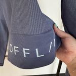 Aerie  Offline Ribbed Stretch Blue Scoop Neck Long Sleeve Athleisure Workout Top Photo 3