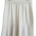 NYCC Ivory Pockets Enamel Buttons Flounce Hem Trumpet Skirt Size Medium NEW White Photo 6
