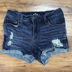 Hollister Women's 3 Waist 26 Mid-Rise Short 3" Stretch Blue Denim Distressed Photo 0