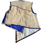 Vintage leather & suede vest high low button closing cream purple size medium Photo 1