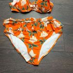 Women’s Medium Orange Floral Swimsuit Bikini Photo 1
