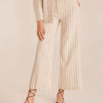 Rebecca Taylor  Striped Ivory Jean Wide Leg Crop Pants NWT Sz‎ 14 Photo 0