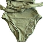 Aerie  Wrap One Piece Swimsuit S Long Olive Green New Photo 6