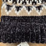 Free People  Chalet Fairisle Pom Beanie Hat Black/Gold Metallic‎ Combo One Size Photo 7