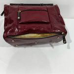 Samantha Brown Burgundy Brown Glazed Croc Embossed Travel Tote Bag Carry Photo 7
