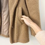 French Connection  Teddy Sherpa Peacoat Oversized Jacket in Light Brown Size XS Photo 3