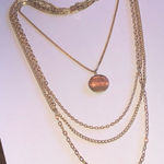 Elegant Vintage Gold Tone Layered Chain With Locket Pendant Necklace Photo 0