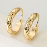 Polished Metal Texture Gold Hoop Earrings for Women Photo 2