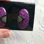 Vintage 80s New Old Stock Purple Mod Dot Earrings Purple Photo 3
