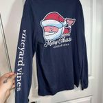 Vineyard Vines Santa Whale Design Navy Cotton Long Sleeve Tshirt Size Small Photo 2