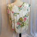 Soho 18  NEW YORK & COMPANY Floral Ruffle Sleeves Blouse XL Cottagecore Romantic Photo 2