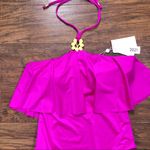 Trina Turk • halter high neck swimsuit one piece orchid flounce fuchsia pink Photo 3
