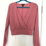 Forever 21 Like New Knit Crop top In Dusty Rose With Deep V-neck & Surplice Detail Size Small Photo 0