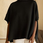 Frank & Eileen Audrey Funnel Neck Capelet Triple Fleece One Size OS Black Photo 0