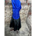 formal dress Vintage sequins ruched bodice swing skirt blue black Size 6 Photo 9