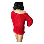 American Vintage Vintage Grandma made crochet red sexy off shoulder sweater size medium Photo 11