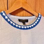 Joseph A  Womens Short Sleeve Pocket Tee Retro Crochet Collar Cuff Linen White M Photo 3