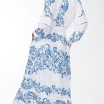 Chico's Blue White Floral Blouson Maxi Flowy Dress Photo 3