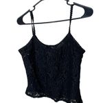 Free People Tryse Black Lace Spaghetti Straps Cropped Camisole Top M Photo 3
