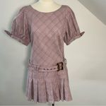 Free People  Plaid Puff Sleeve Belted Mini‎ Dress L | Preppy Soft Aesthetic Photo 1