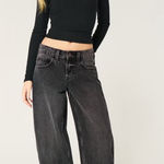 Hollister  low rise taper baggy jeans 6 long 28 long washed black  Photo 0