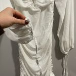 Princess Polly White sparkled V-neck puff long sleeve mini dress Photo 4