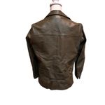Vintage Women's Green Leather Jacket Button Front Zip Photo 1