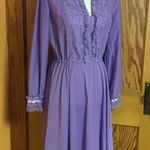 VTG 70s lace bodice lavender dress Size M Photo 6