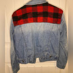 Forever 21 Buffalo Plaid Distressed Denim Jacket Photo 3