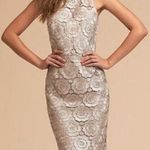 BHLDN Anthropologie  Emmeline Dress 0 Silver Bridesmaid Wedding Guest Formal Lace Photo 0