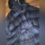 Coach  alpaca wool blue plaid cape hooded boho plaid winter holiday party classic Photo 3