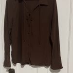 Loft  Chocolate Blouse with Neck Tie Photo 2