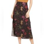Marine layer  Women 6 Ryan Midi Slip Skirt Boho Black Tropical Flower Side‎ Slits Photo 1