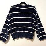 Luv Lane  Striped Chenille Knit Sweater Dark Blue White Crewneck S Photo 2