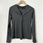Athleta  Uptempo Ribbed Long Sleeve Charcoal Gray Henley Top SP Photo 0