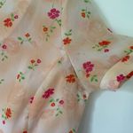Midi floral dress ~ peach pinks ~ short sleeved ~ women’s size M/L Size L Photo 13