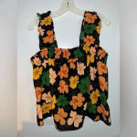 Who What Wear women’s Hand Drawn Floral Sleeveless cropped Top size Medium Photo 1