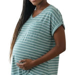 Oh Baby by Motherhood Blue Stripe Jersey Distressed Maternity T Photo 0