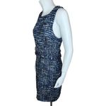 Julie Brown NYC Sleeveless Dress Lori Blue Oxford Tweed Fringe Metallic Size 8 Photo 2