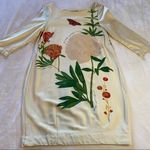 H&M Wool Blend Floral Butterfly Boho Mini Dress 3/4 Length Sleeve Cream Size 6 Photo 11