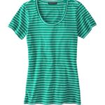 Pendleton Pima Striped Short Sleeve Tee Women’s Size Large Petite Green & White Photo 5