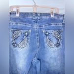 COPPER FLASH Women’s Paisley Embellished Embroidered Curvy Bootcut Jeans Blue Size 12 Photo 4