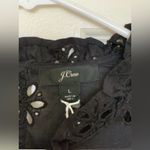 J.Crew Elegant Black Laced Eyelet Women's Flowered Cotton Top. Size-Large Photo 3
