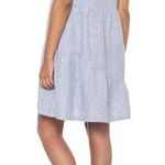 Lucky Brand 100% Linen Tiered Stripe Dress M Coastal Summer Weekends Picnics Photo 1