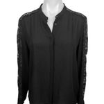 The Kooples  Black Lace Trim Button Down Long Sleeve Career Office Shirt Blouse 1 Photo 0